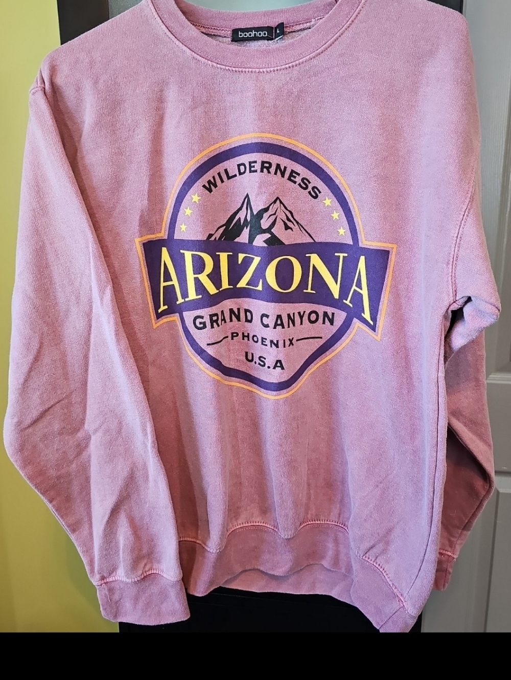 Boohoo Dusty Pink Arizona Graphic Sweatshirt Size Large